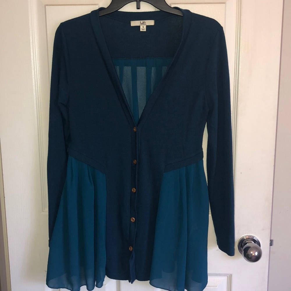 Cotton and chiffon cardigan